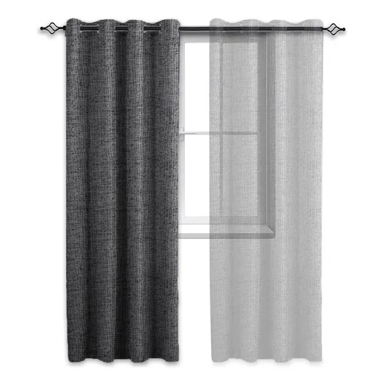 Cortina Blackout 100% Casatua 1 Paño 140x220 Cm Textura Lino Color Gris oscuro