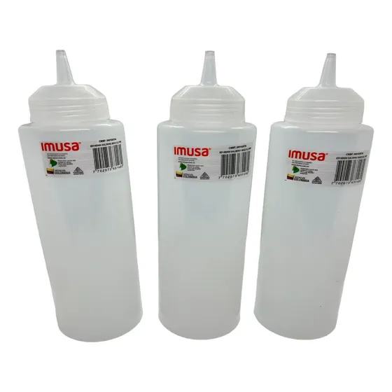 Pack X3 Tarro Envase Dispensador De Salsa Imusa Blanco 1 L 