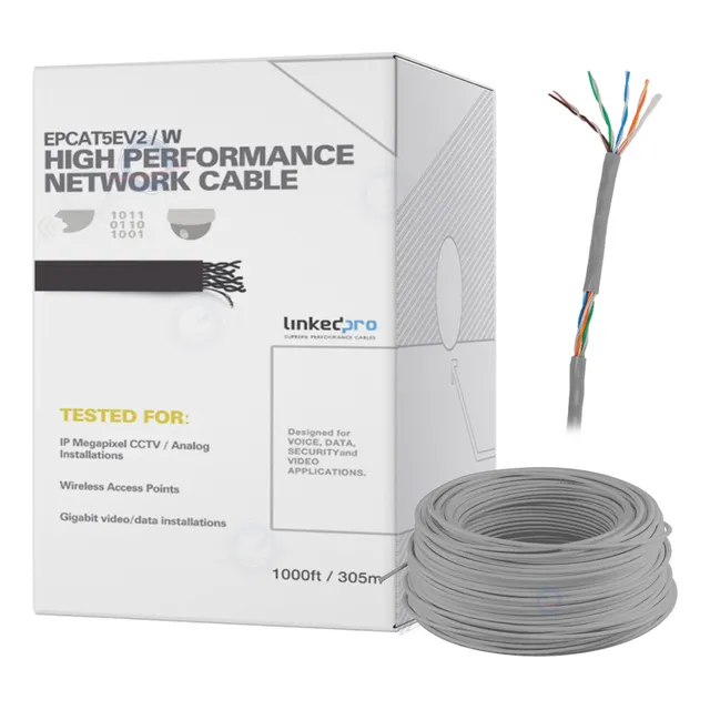 Cable Utp De 100 M (1000 Ft) Cat5e Aleación De Cobre Blanco