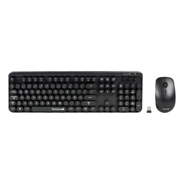 Teclado Y Mouse Inalámbrico Diseño Retro Y Ergonómico Color del teclado Negro