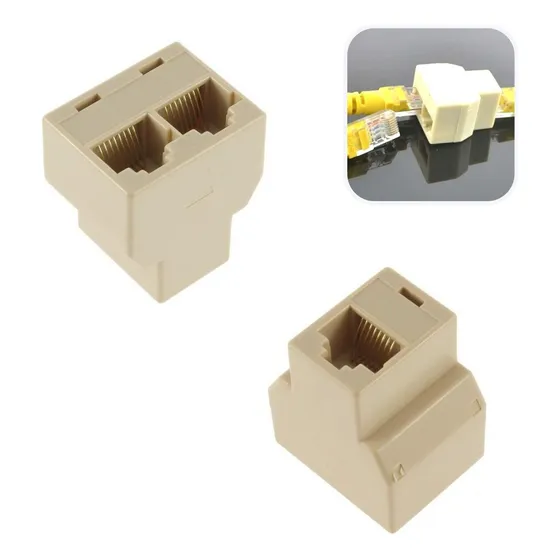 Dois Adaptadores Duplicador Cabo Rede Internet Rj45 Fêmea