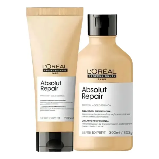 kit L'Oréal Professionnel Serie Expert Absolut Repair Gold Quinoa Shampoo 300ml Condicionador 200ml