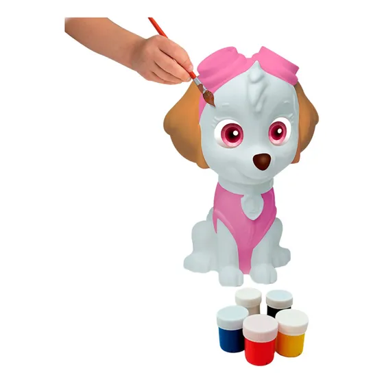 Boneca Kit Pintura Patrulha Canina Com 5 Cores De Tinta Skye