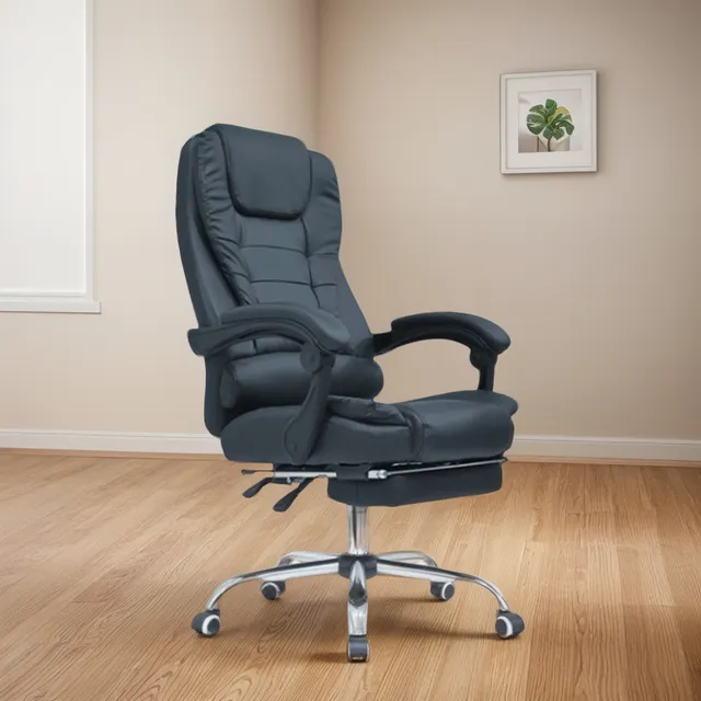 Silla De Oficina Ergonómica Dafi Negro Reposapiés Ofideas Material Del Tapizado Cuero