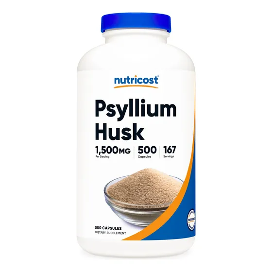 Suplemento Nutricost Psyllium Husk 1500 Mg 500 Cápsulas