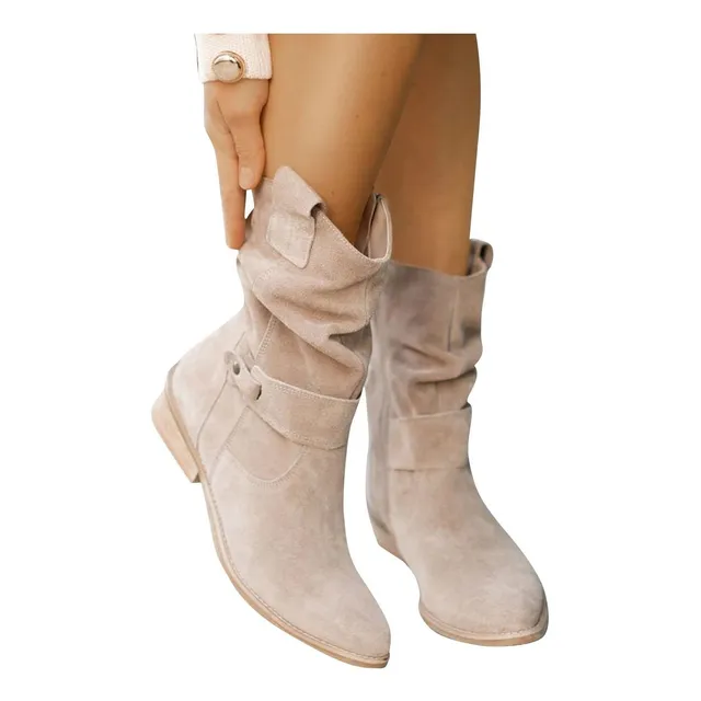 Botine Para Mujer Comodo Puntiagudo Tacon Grueso Bota Casual