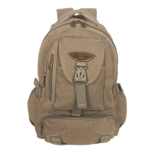 Mochila Escolar Masculino Juvenil Lona Resistente Cor Marrom-claro Desenho Do Tecido Liso