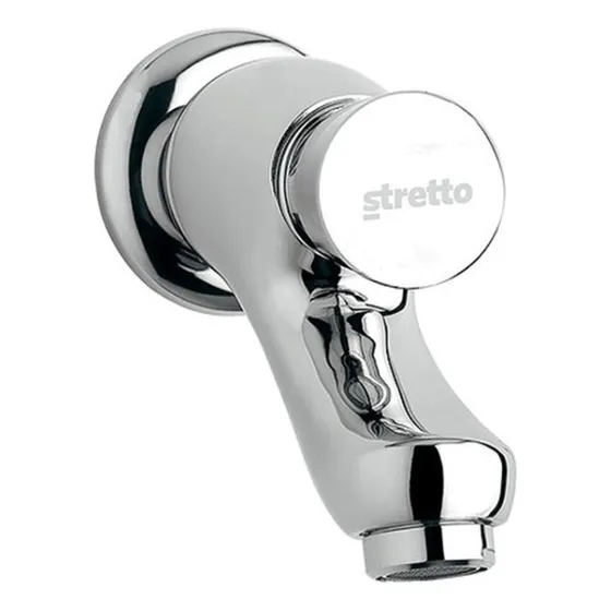 Lavamanos Temporizador Pared Cromo Llave Tipo Push Stretto Color Gris