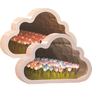 2pcs Nubes Flor De Tulipán Luz Nocturna Led Espejo 2pcs Nubes Flor De Tulipán Luz Nocturna Led Espejo