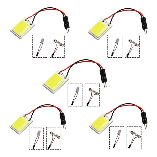 Kit 5x Placa Super Led Cob Pequena Carro 12v Teto Porta Mala