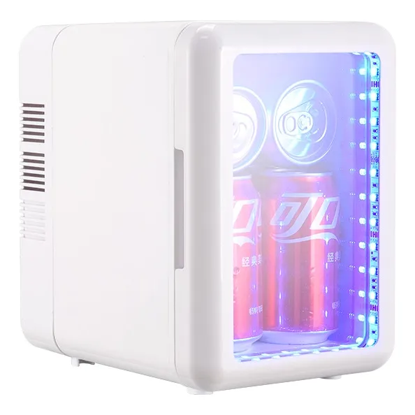 Mini Heladera Led Latas Cosmeticos 4l Con Cables 220v Y 12v