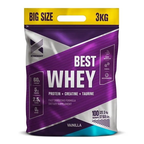 Whey Proteina Xtrenght Best 3kg Bolsa Big Size - 100 Scoops