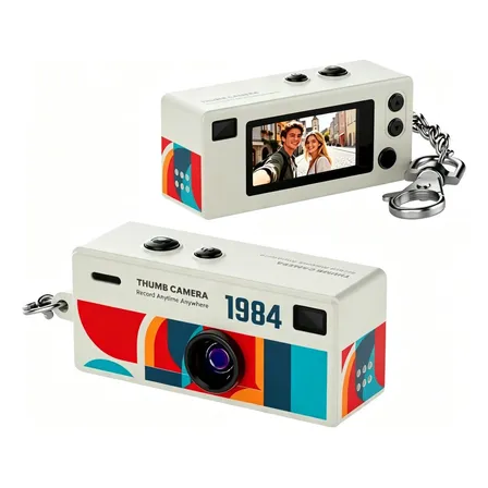 Câmera Mini Retrô 1080p Gravador De Vídeo Portátil Chaveiro Branco