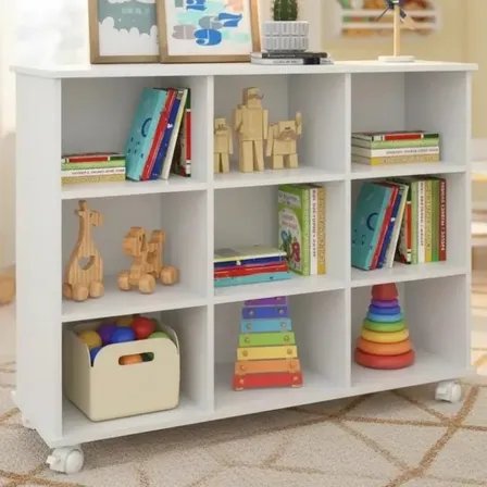 Nicho Organizador Brinquedoteca Com Rodízios Branco - Qmovi Branco
