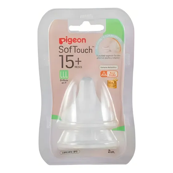 Chupete Tetina Talla Lll 15+ 2 Unid Pigeon Softouch Repuest
