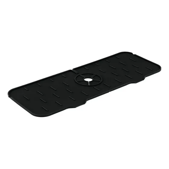 Alfombra Protector De Salpicaduras Grifo En Silicona Cocina Color Negro