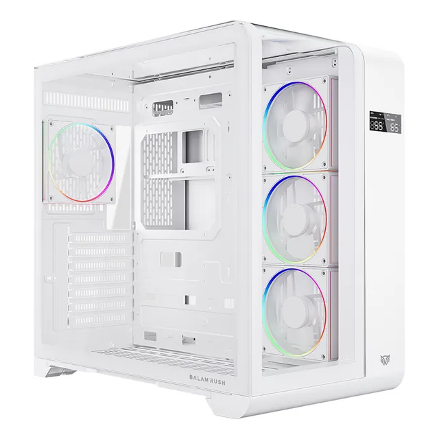 Gabinete Gamer Balam Rush Tank Expert Curve 7400 Atx Media Torre 4 Fan Cristal Templado Usb-c Argb Blanco Br-941600