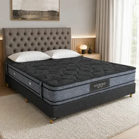 Sommier Viggo Magnum 140x190 Cm 300 Kg Alta Densidad Negro