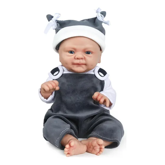Bebé Realista Reborn 100% Silicón Niño Con Ropa Gris
