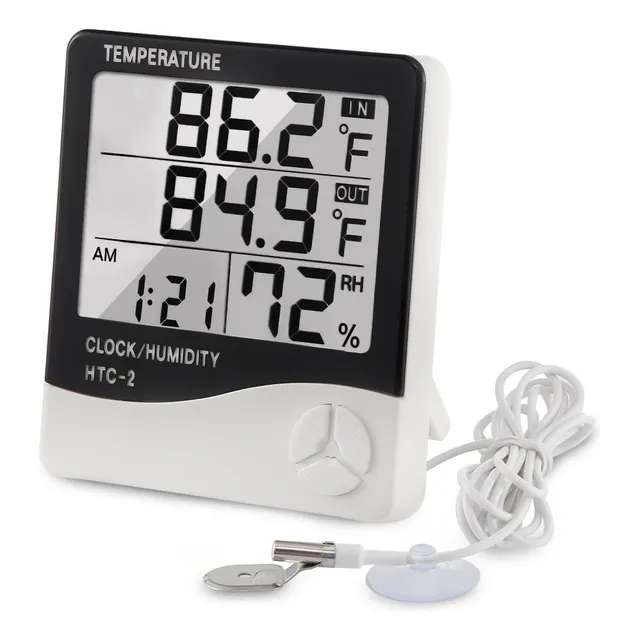 Termómetro Higrómetro Digital Htc-2 Sonda. Reloj+alarma