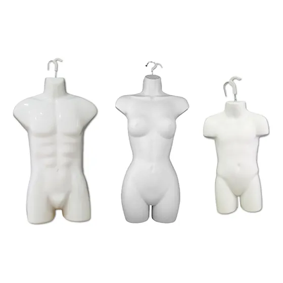 Exhibidor Paquete Maniquí Plástico 3/4 Niño, Dama, Caballero