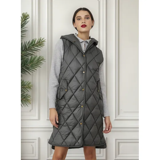 Parka Sin Mangas Quilt Gris Nicopoly