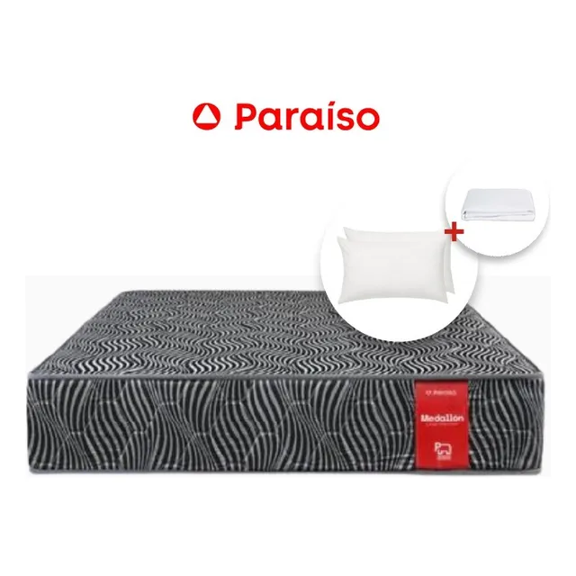 Colchón Paraíso Medallón Black 2 Plazas Con Pillow