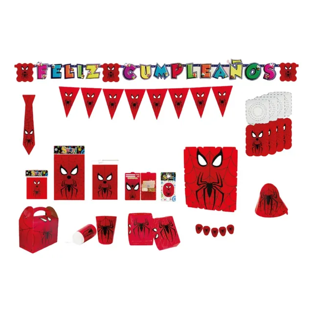 Kit Decoración Piñata Fiesta Infantil Spiderman Escudo