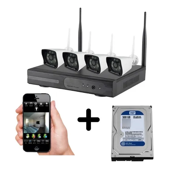 Kit Nvr Wifi 4ch Ahd 4 Camaras Ip Metal + Disco Duro