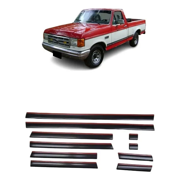 Ford F100 F-100 Xlt Baguetas Laterales Molduras Negras Rojo