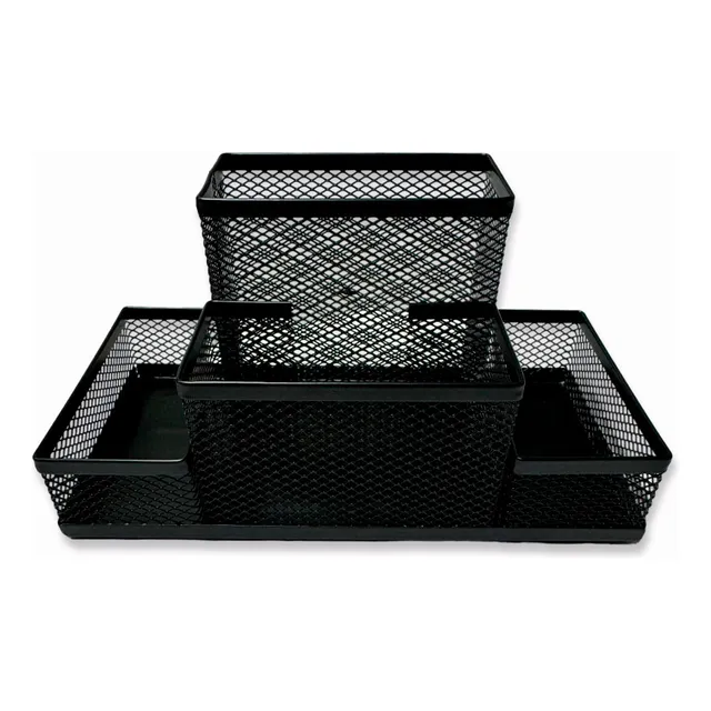 Set Organizador De Escritorio 7 Compartimientos Metal Negro