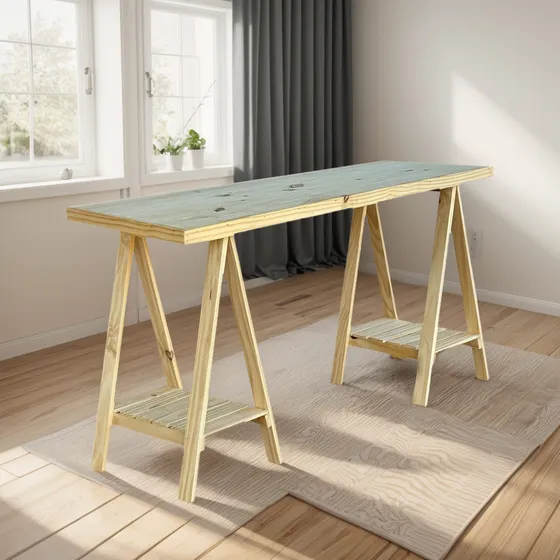 Escritorio Nordico Pino Madera Macizo 1,20 Mt Caballete Deck