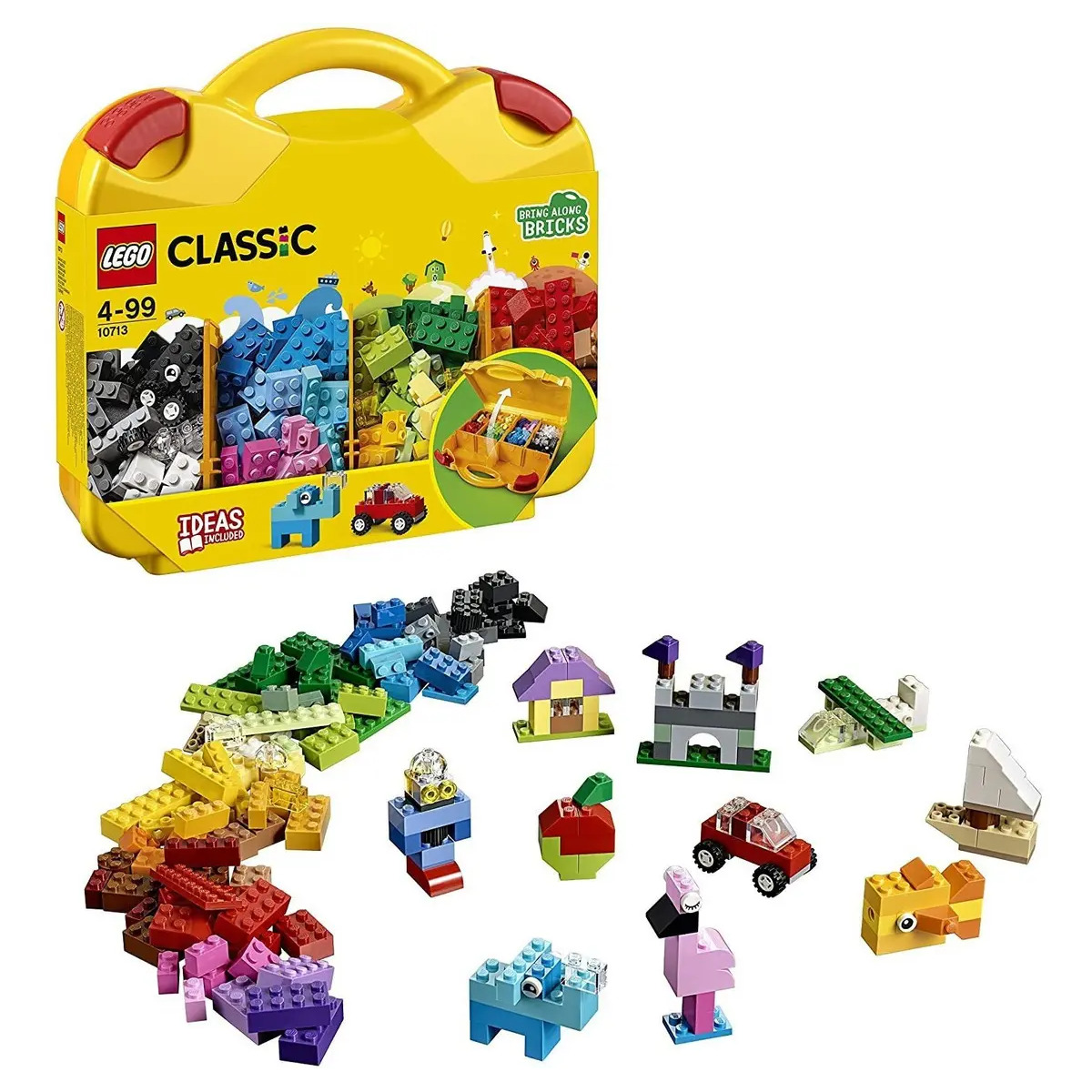 LEGO Classic Maleta da Criatividade 10713; Brinquedo criativo para montar e imaginar; Maleta com peças coloridas para criar bichinhos, supercarros, casas e muito mais; Presente para crianças