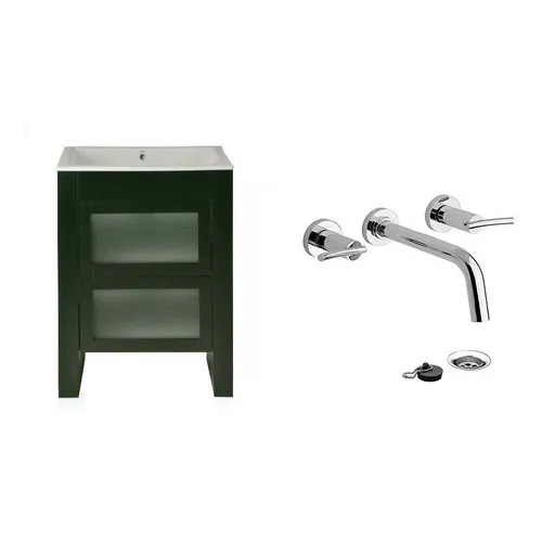 Vanitory Roca Diverta + Grifería Fv Libby Lavat De Pared Color de la bacha Blanco Color del mueble Marrón oscuro