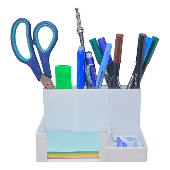 Organizador De Escritorio Lapicero Porta Notas Blanco