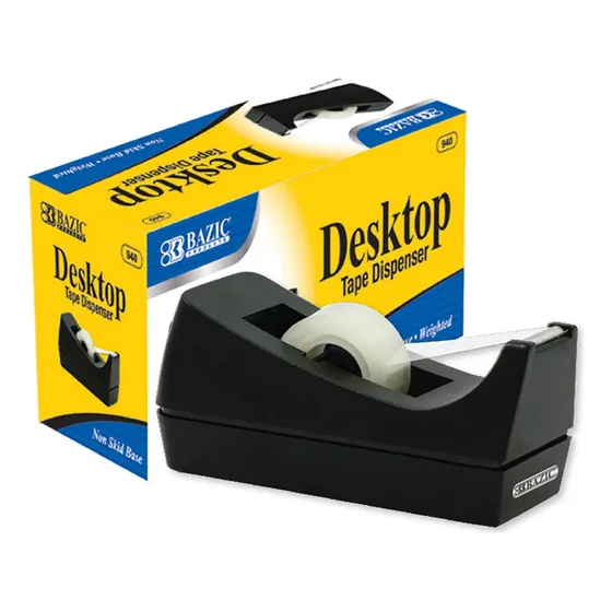 Dispensador de cinta adhesiva de sobremesa Bazic Products 940, color negro
