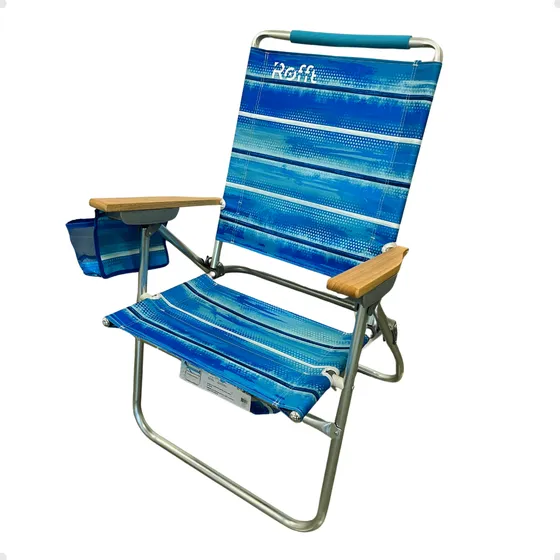 Silla Reposera Alta Mochila Playa Jardin Rofft Bolso Termico Color Azul