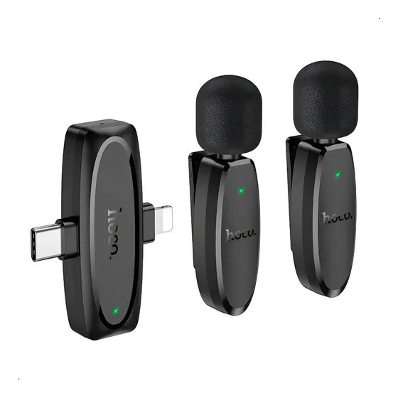 Micrófono Hoco L15 Dual Mic Para Celular Tipo C Y Lightning Negro | Cuotas sin interés