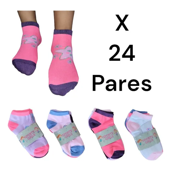 24 Pares De Medias Tobilleras Para Niñas (24 Unidades)