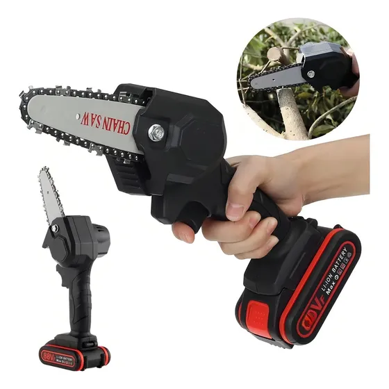 Motosserra Mini Elétrica Bateria Recarregável Poda-galho Cor Cor Preto 127/220V