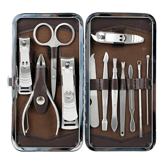 Kit Manicura Pedicura Gadnic KITMANI2 Estuche De 12 Piezas Acero Inoxidable