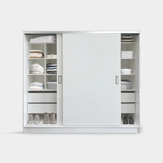 Ropero 2.00 X 1.80 M Diseños Modernos 8200 2 Puertas Corredizas 12 Cubos Melamina Color Blanco