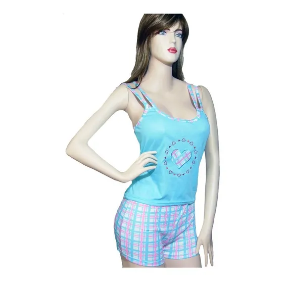 Pijamas Estampadas Para Mujer: Short + Blusa Tirita