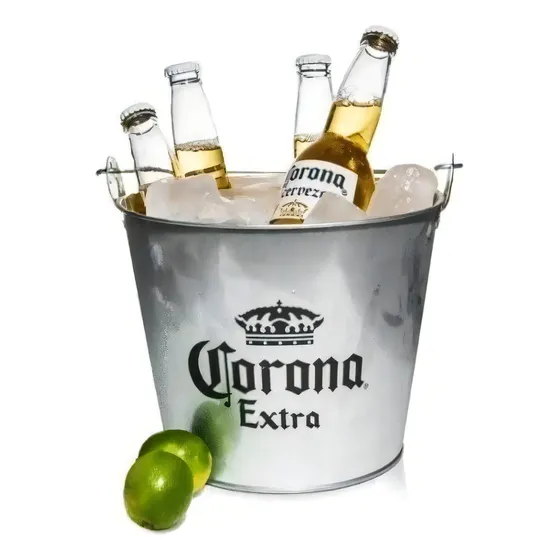 Balde Corona Para Cerveza Con Destapador En Laterales Color Gris