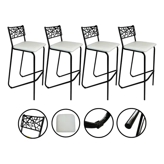 Kit 4 Banquetas Altas Casa Cozinha Lanchonete Moderna Casa