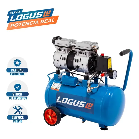 Compresor De Aire Sin Aceite Logus 25lt 550w - Silencioso - Fase eléctrica Monofásica Frecuencia 50 Hz