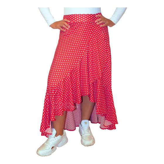 Falda Larga Boleros Cruzados Moda Juvenil Lunares Casual