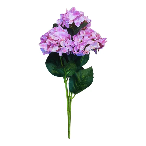 Buquê De Hortência Toque Real Rosa X5 43cm