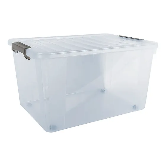 Caja Contenedor De Almacenamiento Plástica 84l Con Ruedas.