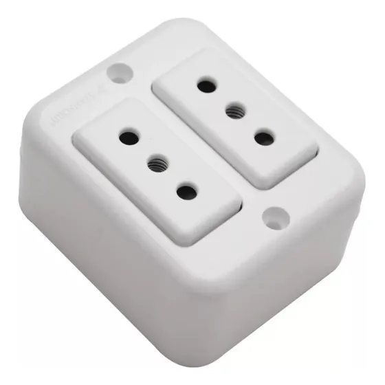 Casquete Sobrepuesto Enchufe Hembra Doble 10a Color Blanco